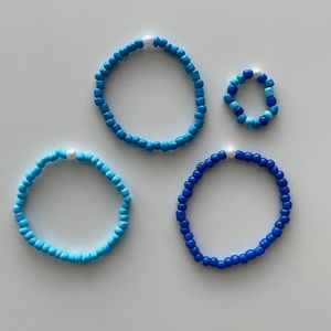 Handmade sea bead and pearl bracelet set with matching ring